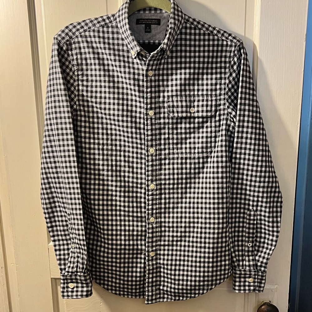 Banana Republic Soft Wash Tailored Slim Fit Button Down Flannel Shirt Size S